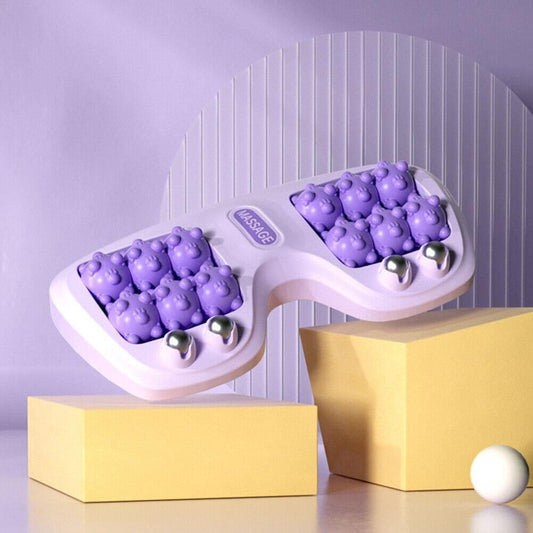 Manual Foot Massager, featuring purple bear‑shaped massage nodes and silver roller balls