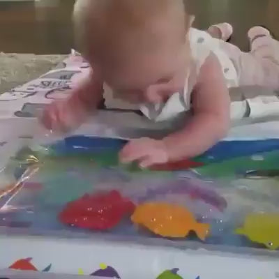 Baby Water Play Mat, features a colorful underwater design with floating foam toys